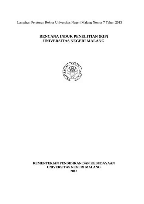 Pdf Rencana Induk Penelitian Rip Universitas Negeri Lp M Um Ac Id