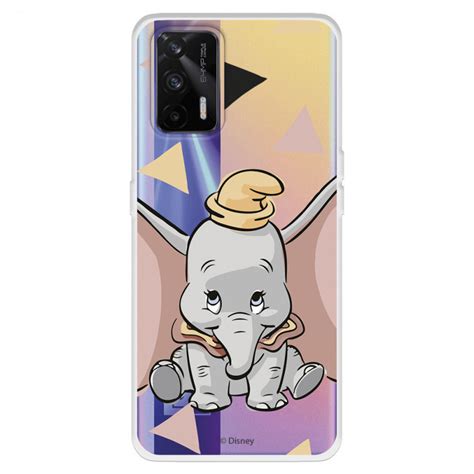 Funda Para Realme GT Oficial De Disney Dumbo Silueta Transparente Dumbo