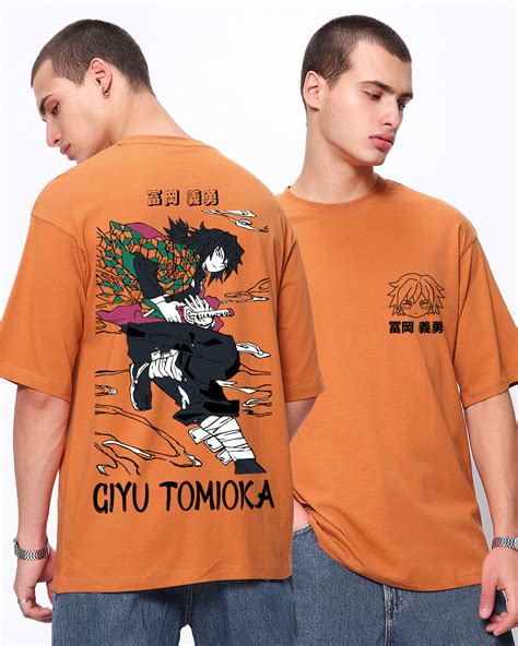 Buy Mens Orange Giyu Tomioka Graphic Printed Oversized T Shirt Online