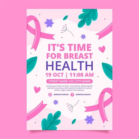 Free Vector Flat Vertical Poster Template For Breast Cancer Awareness