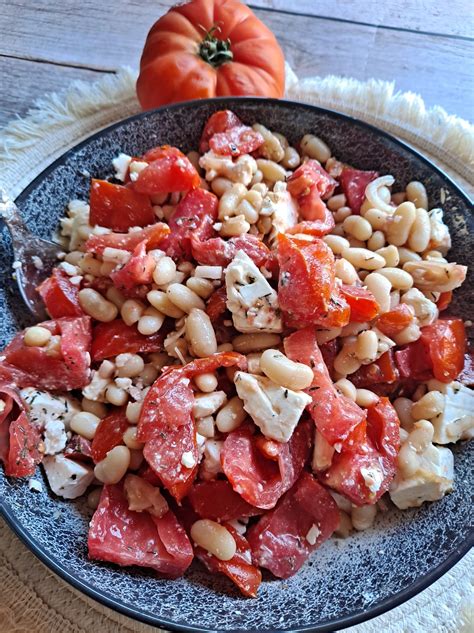 Salade De Haricots Blancs Tomates Et Feta Ma Vie En Vert