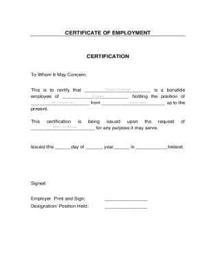 Fillable Online To Whom It May Concern Certificate Format Sample Fax