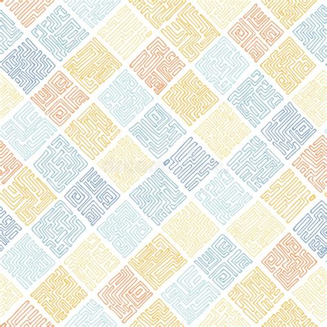 Abstract Geometric Squares Seamless Pattern Vector Doodle Illustration