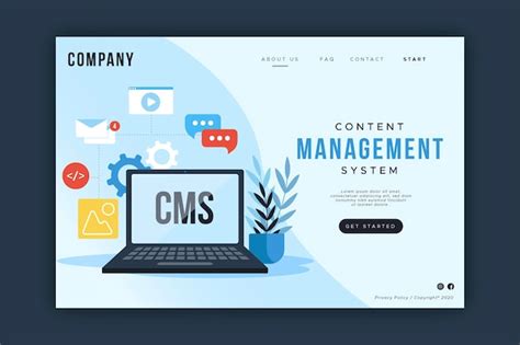 P Gina De Inicio Del Concepto De Cms Plana Vector Gratis