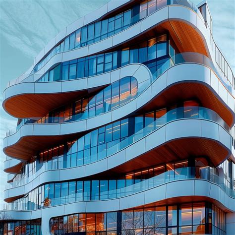 Edificio De Apartamentos Elegante Y Moderno De Estilo Futurista En El