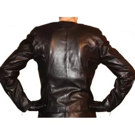 Blouson Femme Cuir Agneau Plongé Noir Modèle Marine Fabrication Française Sur Mesure Haut De