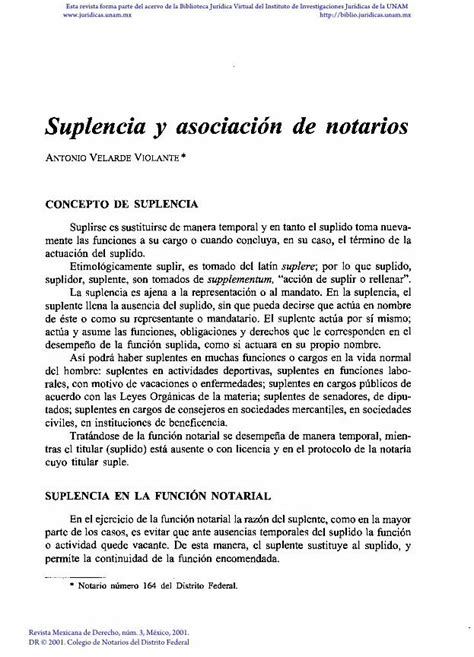 Pdf Suplencia Y Asociaci N De Notarios Unamhistorico Juridicas Unam