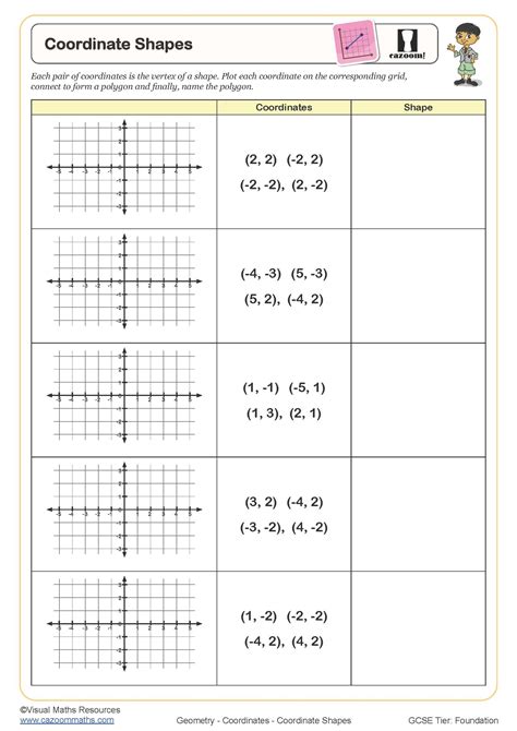 Coordinate Shapes Worksheet Printable Maths Worksheets