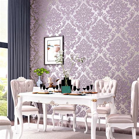 Purple Damask Wallpaper Bedroom