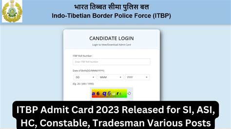 Itbp Admit Card 2023 Released For Si Asi Hc Constable Tradesman