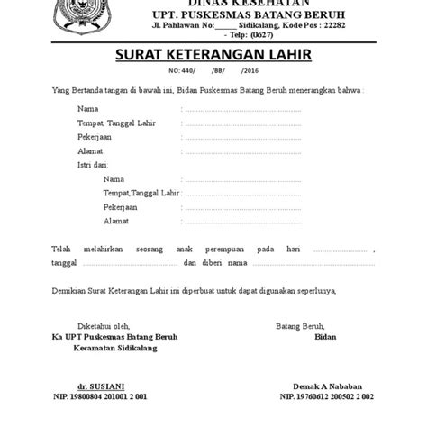 Surat Keterangan Lahir