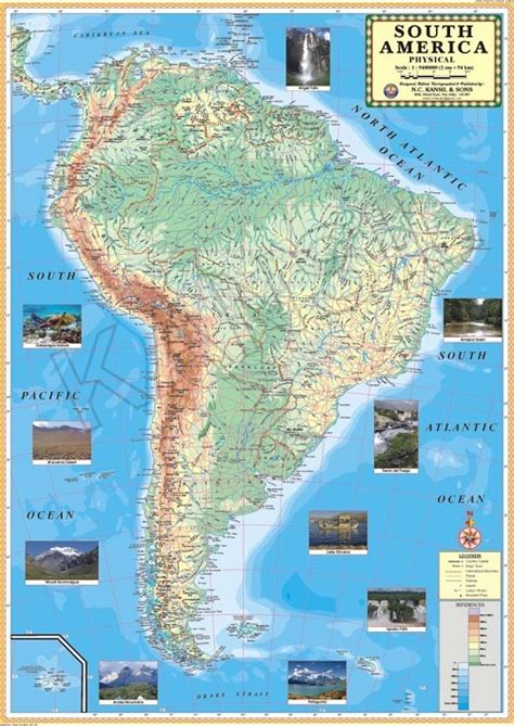 Printed Paper Multicolor South America Physical For Wall Map Physical