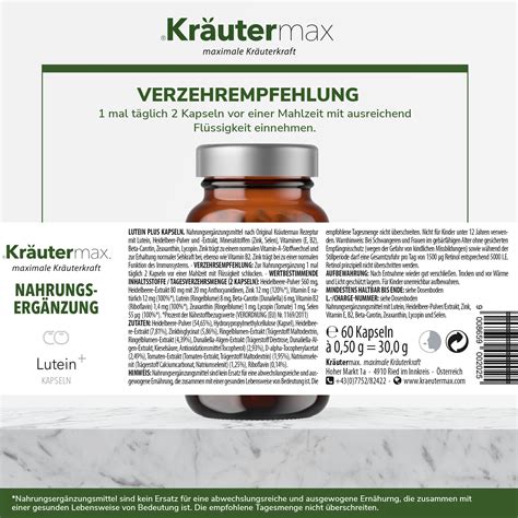 Kr Utermax Lutein Plus Zeaxanthin Lycopin Heidelbeer Zink Selen