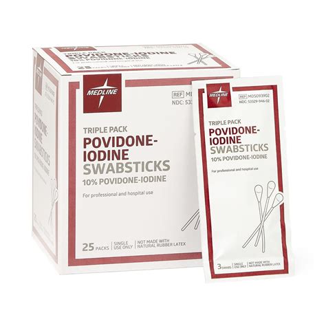 Medline Povidone Iodine Pvp Swabstick Triples 750ct