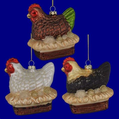 Large Nesting Chicken Glass Ornament 3 58 Suor5134 Glass Ornaments Ornaments Egg Christmas