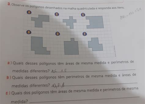 Solved Observe Os Poligonos Desenhados Na Malha Quadriculada E