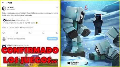 CONFIRMADO LOS JUEGOS PARA SQUID CRAFT 3 SEGUN EUFONIA STUDIOS Y MAS