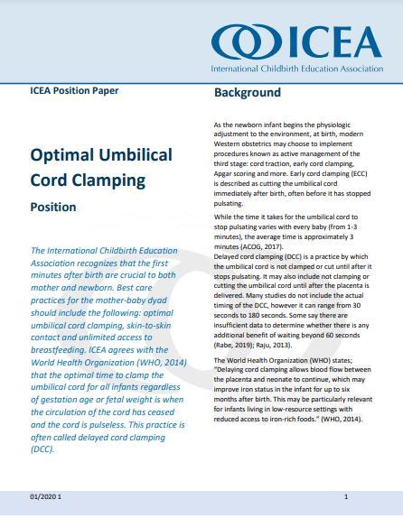 Optimal Cord Clamping | International Childbirth Education Association