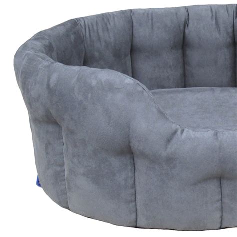 P&L Small Grey Oval Faux Suede Dog Bed | Wilko