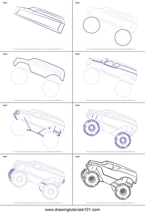 How To Draw A Monster Truck Easy Step By Step At Drawing Tutorials