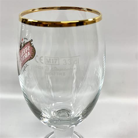 Set Of 4 Stella Artois Belgium Gold Rim 33cl Beer Pub Bar Pint Glasses New Drinkware Steins