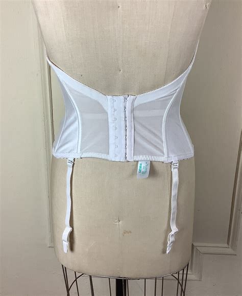 Vintage Carnival Bustier Bra Corset White W Garters N Gem