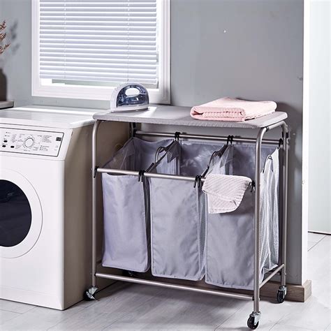 Laundry Sorter Cart with Ironing Board,Laundry Hamper Sorter with ...