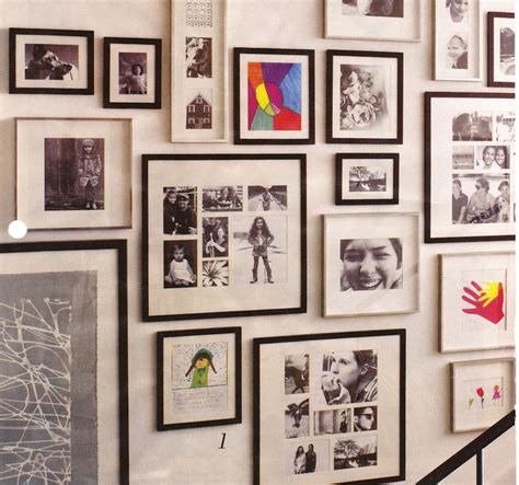 Wall Of Mostly Black And White Photos With Some Vibrant Color Mixed In