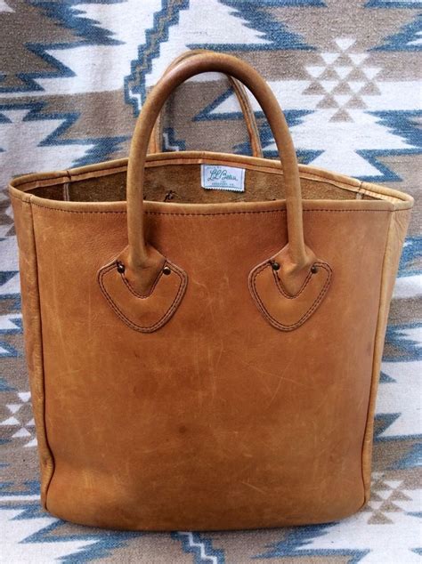 Vintage 1960s Ll Bean Script Tag Leather Shopping Tote Bag Made In Usa Shopping Totes 1960s