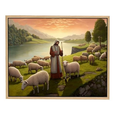 C04 GENYS Jesus Christ Shepherd Canvas Wall Art Modern Religious God