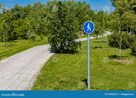 A Sign In The Park Indicating A Pedestrian Zone Stock Image Image Of