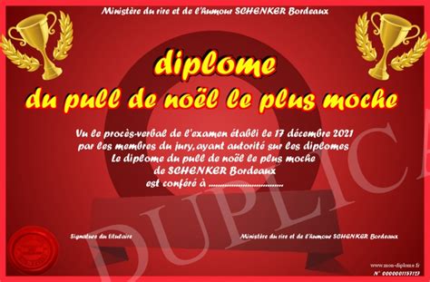 Diplome Du Pull De Noel Le Plus Moche