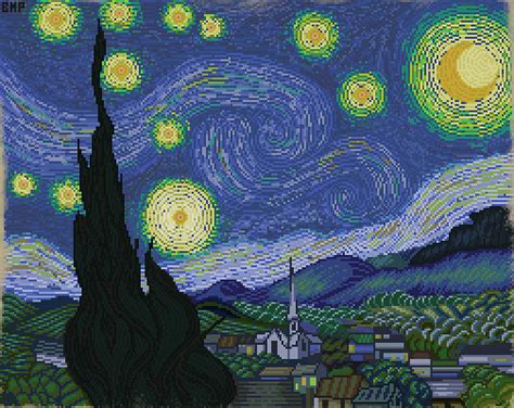 Starry Night Pixel Art Digital Art By Ben Hur Martins Portella Pixels