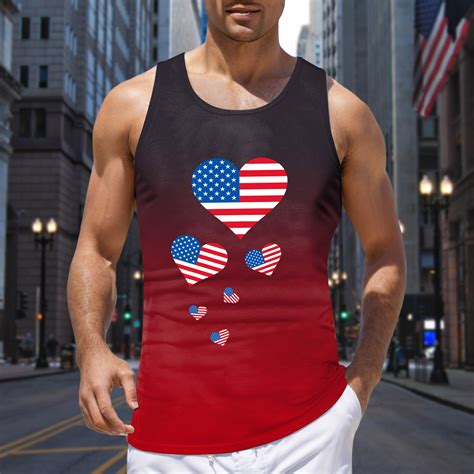 4th Of July Patriotic Shirts Mens Workout Tank Top Gym Muscle Tee Fitness Bodybuilding