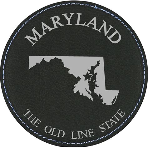 Maryland State Outline With Motto 4 Round Leather 6-coaster Set With ...