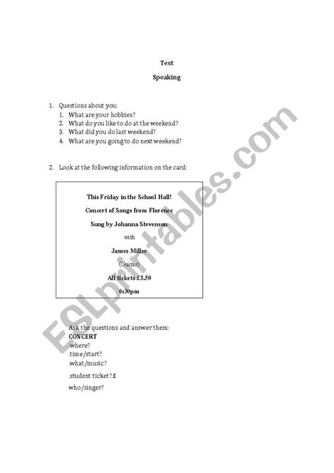 Speaking For Ket Esl Worksheet By Claualexandra12