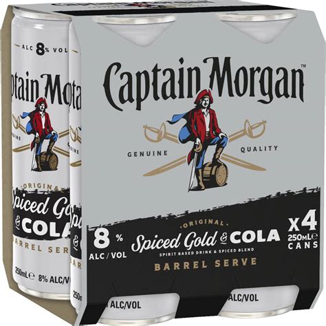 Captain Morgan Rum & Coke Can 250ml X 4 Pack | Woolworths