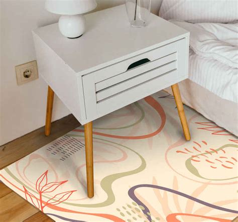 Tapis Vinyl Pour Chambre Feuilles De Style Nordique TenStickers