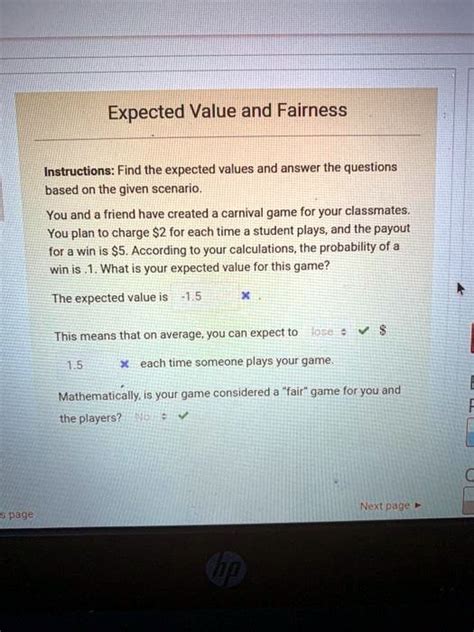 Solved Expected Value And Fairness Instructions Find The Expected