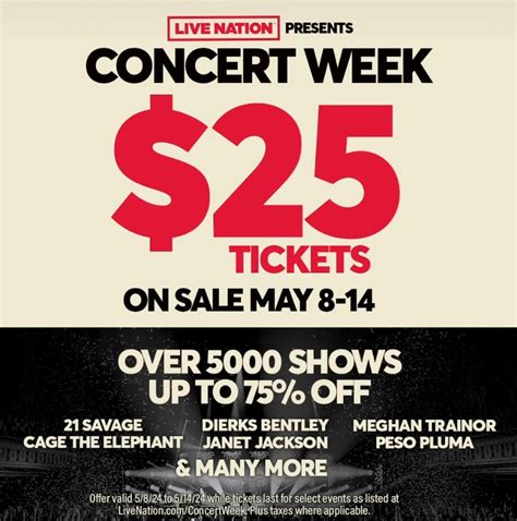 Live Nation Concert Week Offers 25 Tickets To Over 5 000 Shows A