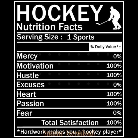 Funny Hockey Nutrition Facts Digital Download Files Inspire Uplift