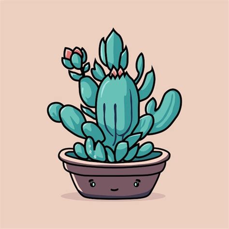 Premium Vector Small Flowering Cute Cactus Vector Graphic Illustration