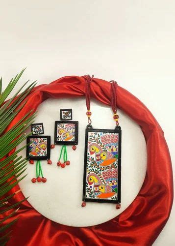 Wood Multicolor Handpainted Madhubani Art Jewellery at Rs 350/piece in Delhi