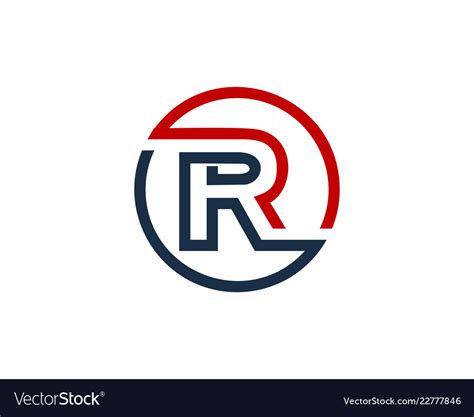 R letter circle line logo icon design Royalty Free Vector