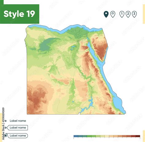 Egypt High Detailed Physical Map Vector Map Dem Map