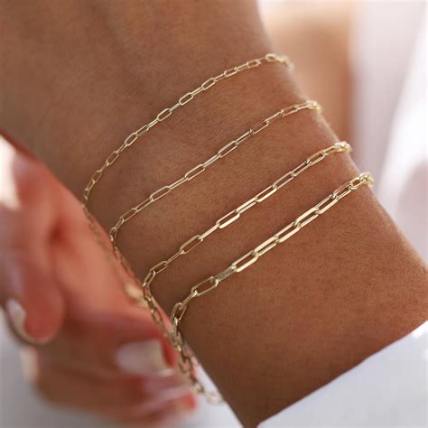 K Solid Gold Gold Paperclip Bracelet Bold Link Staple Chain