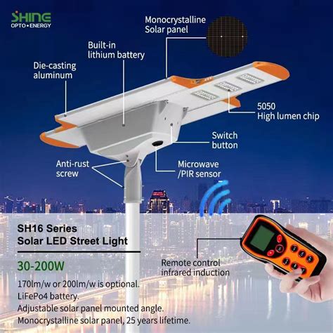 Energy Powered 30W 200W Outdoor IP66 All In One Solar Street Light