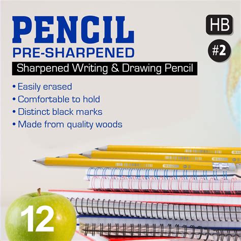 Bazic Pre Sharpened 2 Premium Yellow Pencil 12 Pack Bazic Products