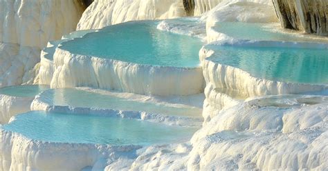 Thermal Pools Of Pamukkale Turkey Filled With Turquoise Water