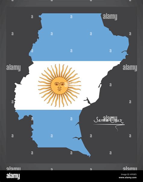 Santa Cruz Map Of Argentina With Argentinian National Flag Illustration